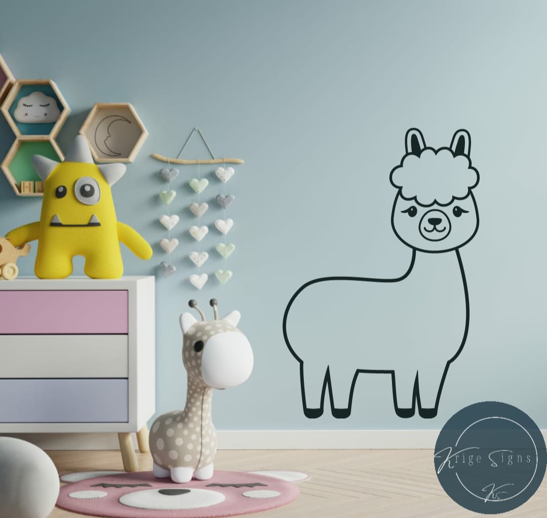 50100 - Theme bedroom - cute llama  matt vinyl wall art decal 840mm x 570mm